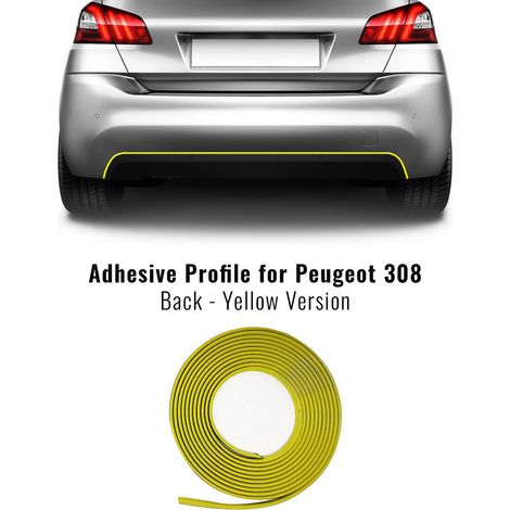 Profilo Adesivo per Dam Paraurti Peugeot 308 con Biadesivo 3M APT - Confezione: POSTERIORE - Colore: GIALLO