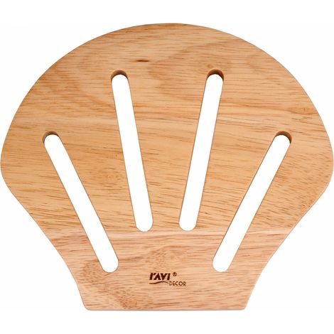 Support pour pot en bois d'hévéa Ravi Decor, 19 x 17 x 1 cm, forme coquillage (1/2)