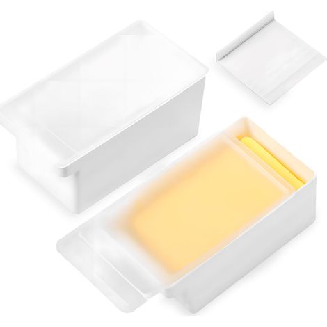 Lot de 2 beurriers avec couvercle et coupe-beurre pour plan de travail, beurrier avec poignée et coupe-beurre facile à utiliser, beurrier pour réfrigérateur. (1/5)