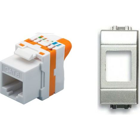TechLy presa di rete RJ45 UTP Cat.6 tooless + Vimar Eikon Next grigio metallizzato