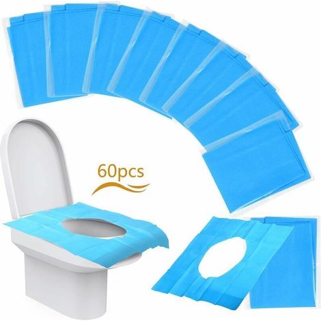 60 Pcs Protection Cuvette de Toilette Jetable Protège Abattant WC Publique Antibactérien ,Voyage Emballage Individuel (1/4)