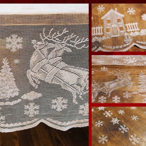 Nappe ronde en dentelle de Noël vintage décorative pour table fête 178 cm polyester réutilisable (1/3)