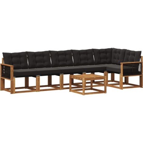 Outdoor Sofa Set with Cushion 7 pcs Natural and Black vidaXL (1/5)