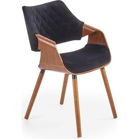 Chaise design retro noir et bois Melo (1/5)