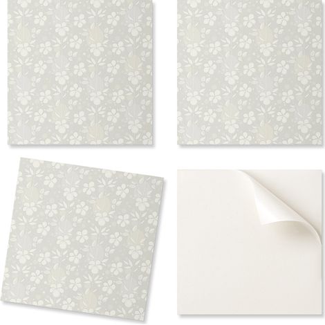 Vinilo autoadhesivo decorativo de pared con estampado floral sobre fondo de 20x20x20 cm.