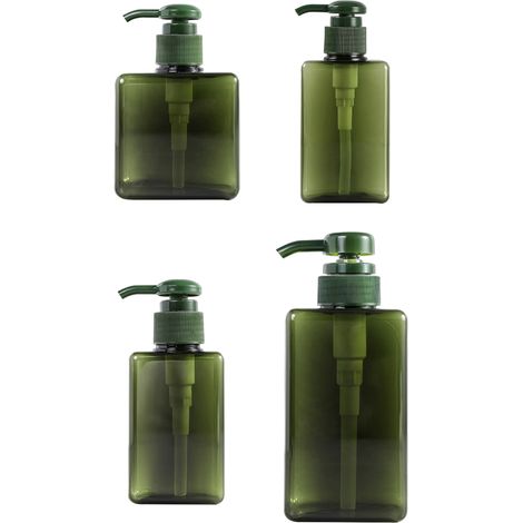 Lot de 4 distributeurs à pompe pour lotion et savon liquide, distributeurs de mousse carrés rechargeables en plastique, 100 ml + 150 ml + 250 ml + 450 ml (1/5)