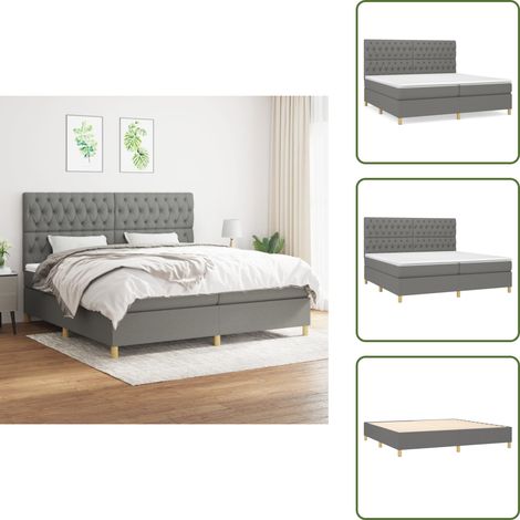 Boxspringbett mit Matratze Dunkelgrau 200x200 cm Stoff - Boxspringbett - Doppelbett - Bettenrahmen - Matratze - Nachttisch (1/5)
