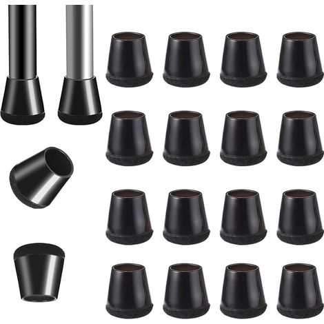 16 Pièces Protection Pied de Chaise Silicone Noir,Patin Chaise,Protege Pied de Chaise avec Tampon Feutré,Tampon Chaise,Patins pour Chaises,pour Sols en Bois Dur et Carrelage(15-18mm) (1/5)