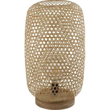 Etc-Shop – Lampadaire en rotin et bambou 55 cm – Douille E27 – Ampoule LED 10W 806lm – Couleur variable 2700-6500K – Pour salon moderne