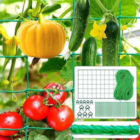 Filet Concombre,Filet Plante Grimpante 2 M x 5 M,Vec 50 Attaches pour Plantes et 10 Pinces à Plantes,pour Serre, Tomates,Plantes Grimpantes (1/5)