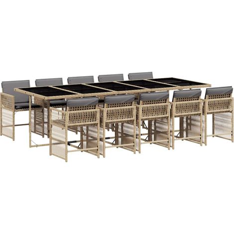 Maison Exclusive - 11-tlg. Garten-Essgruppe mit Kissen Beigemisch (1/5)