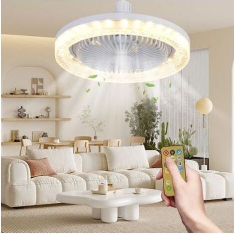 Lampe Ventilateur Plafond, E27 Lustre Ventilateur de Plafond avec Télécommande,Pour Les Chambres à Coucher,Les Salons et Bien Plus Encore (1/5)