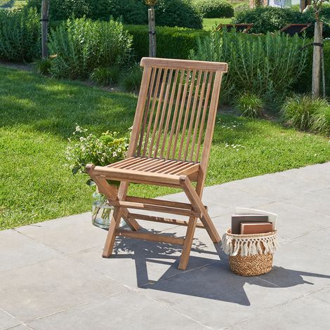 Berah Getah – Chaise de jardin pliante en teck huilé massif – Dimensions 47x41x90 cm – Poids 6 kg – Assemblage chevillé-collé – Garantie 5 ans (1/5)