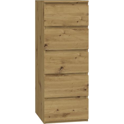 CDF Moderne Kommode Malwa W5 Farbe: Eiche Artisan Schrank für Dokumente, Kleinigkeiten Ideal für Wohnzimmer, Schlafzimmer, Kinderzimmer, Jugendzimmer und Büro 5 geräumige Schubladen (1/3)