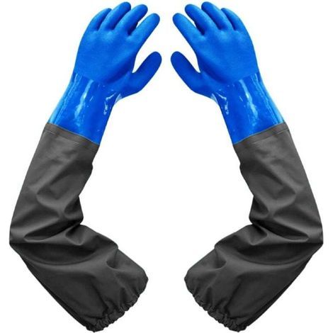 Gants imperméables en caoutchouc, 27 pouces, poignets élastiques, doublure épaisse, adaptés à l'industrie chimique, à l'agriculture et à la pêche (1/4)