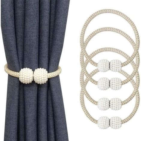 Embrases de rideaux - Non spécifié - 4 Pcs - Magnétiques - Beige - Décoratives pour intérieur-Ywey (1/5)