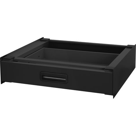 ML-Design Bastidor Intermedio con Cajón Extraíble de Acero 60,5x54cm Negro Soporte de Conexión para Lavadora y Secadora Kit Intermedio Universal Antideslizante Estante Extensible para Cesto de Ropa (1/5)