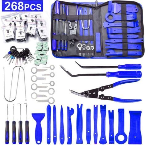 268 Pièces Outils De DéMontage De Garnitures Trousse, pour Panneau Accessoires Porte Autoradio Tableau De Bord De Voiture, avec Broches De Retenue, Ensemble à Pince et Extracteur D’Attaches