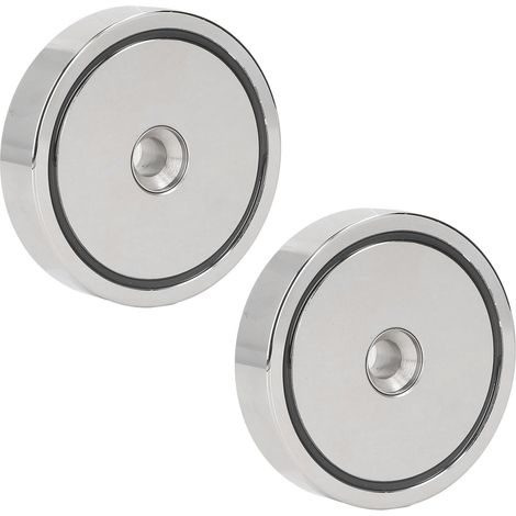 2 aimants à trou fraisé, force de traction de 280 kg, aimant disque en néodyme (terres rares). (1/5)