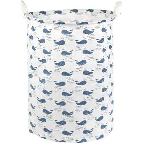 motif de baleine bleue,Panier à linge et sac à linge en filet - conteneur de rangement pliable - panier à linge sale avec poignée - panier à serviettes en coton - intérieur étanche - design mignon (1/5)