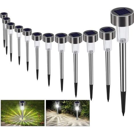 Lampe Solaire Jardin Exterieure au Sol 12pcs Lampes Jardin Etanche Lampe Sans Fil LED Décoration Eclairage Solaire Extérieur Blanche Froide Pour Chemins Pelouse Automatique Rechargeab (1/5)