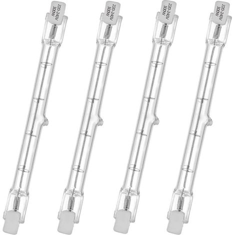 Tube Halogène R7S 230V 300W (4 Pièces)    Blanc Chaud 2800K, Remplacement pour Lampe Tube Halogène, 118mm, Classe Énergétique G