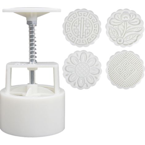 Moule À Mooncake - Moule À Pâtisserie À Pression Manuelle - Pour Gâteaux, Cookies Et Savons - 50 g Et 125 g - En ABS Alimentaire