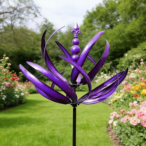 Girandola regolabile con petali per decorazioni da giardino esterno, girandola cinetica, pale pieghevoli fai da te, picchetto da terra, regalo di compleanno per bambini dinamici, arte (1/5)
