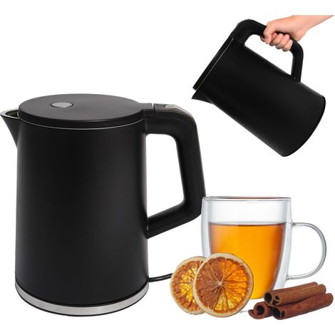 Kleiner, kabelloser Wasserkocher für Touristen, 1500 W, 1,2 l, drehbar, schwarz