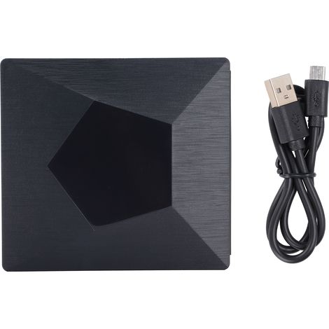 Lecteur DVD externe USB 3.0 Type C double interface pour PC/ordinateur portable, noir, compatible CD/DVD (1/5)