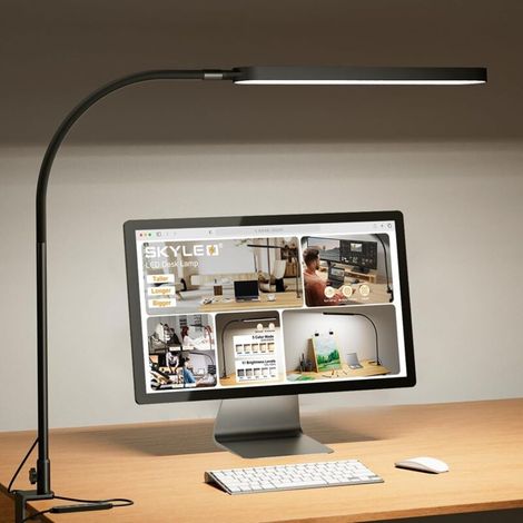 SKYLEO Schreibtischlampe – 1300 lm mit 360° flexiblem Schwanenhals – 5 Farbmodi x 11 Helligkeitsstufen – Timer- und Speicherfunktion – 12 W – Schwarz