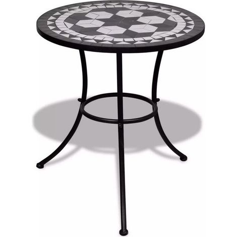 Table de jardin ronde céramique et métal noir KEANI (1/2)