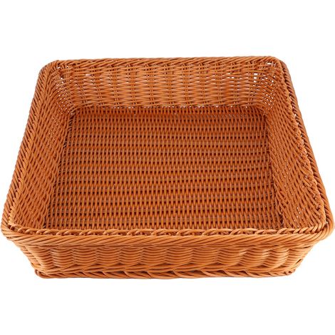 Panier de rangement rectangulaire de bureau pour aliments, pain, fruits et légumes, couleur café, taille XL, idéal pour le bureau ou le restaurant. (1/5)