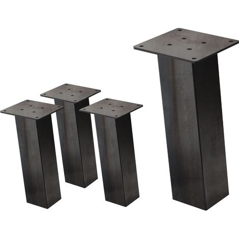 ML-Design 4er Set Tischbeine schräg H:30 cm, Dunkelgrau, Optik Industrial, Stahl pulverbeschichtet, Profil 8x8 cm, I-Form, Möbelfüße Metall 96° Neigung, Tischfüße Möbelbeine für Couchtisch, Sitzbank (1/5)