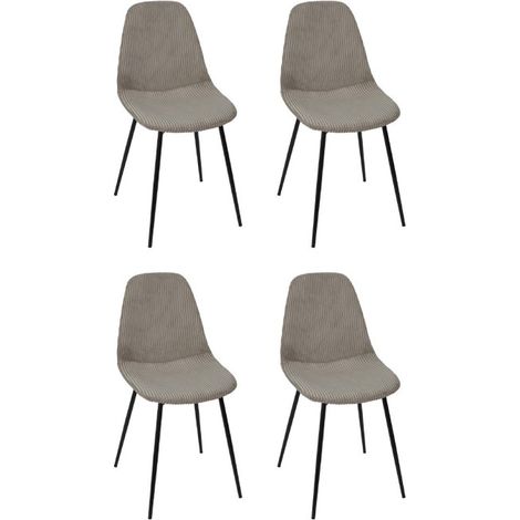Lot de 4 Chaises Côtelé "Scott" 85cm Taupe (1/5)