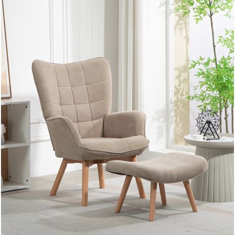 MEUBLIV Relaxsessel mit Hocker 72x80x101 cm Khaki – hohe Rückenlehne, Montage erforderlich (1/5)