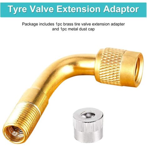 Adattatore di prolunga per valvola pneumatici, prolunga per stelo pneumatico in ottone angolata a 90 gradi per auto, bici, camion, moto (1/4)