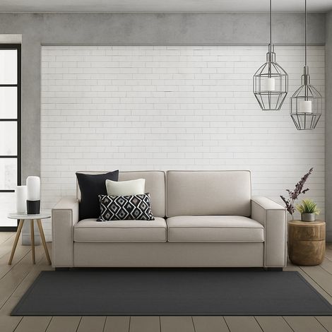 Talamo Italia Divano fisso Alba, Divano a 3 posti, 100% Made in Italy, Sofà Soggiorno in tessuto, con Braccioli slim, Cm 200x95h90, Tortora, con imballo rinforzato (1/5)