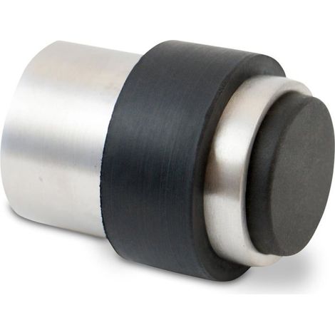 Butée de porte murale en caoutchouc et acier inoxydable - Ø 3,5 cm - Hauteur 4,5 cm (1/5)