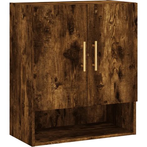 Armadio da parete design moderno 60 x 31 x 70 cm grande spazio di archiviazione in legno multistrato rovere fumo 020048758