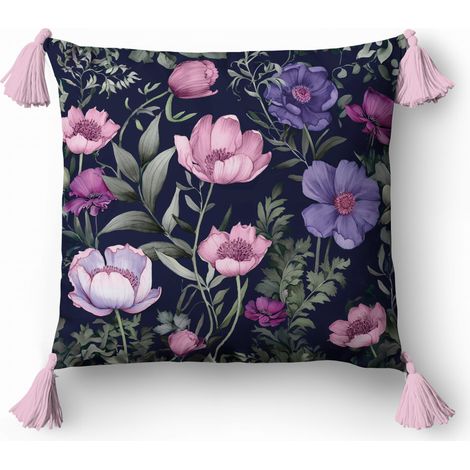 Taie d'oreiller décorative 45x45 cm à motif floral (1/2)