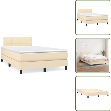 Boxspringbett mit Matratze Creme 120x190 cm Stoff - Boxspringbett - Doppelbett - Cremefarbenes Bett - Bettenrahmen - Liegekomfort (1/5)