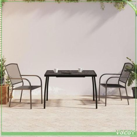 Ensemble à manger de jardin 3 pcs - FAFEICY - 3187969 - Acier anthracite - Chaises empilables - Design en maille (1/5)