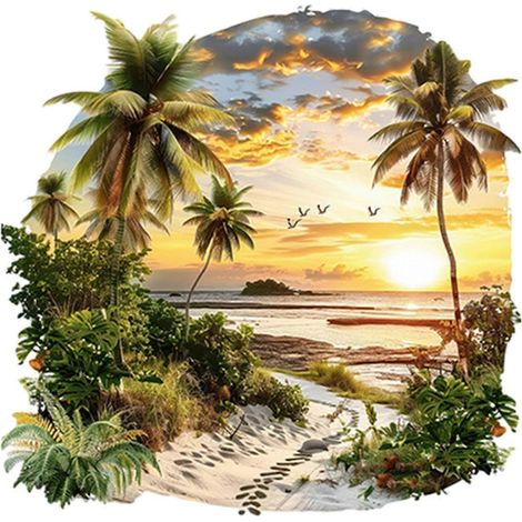 Mur résistant à l'eau pour coucher de soleil estival sur la plage, idéal pour une utilisation quotidienne à la maison et dans la cuisine. (1/5)