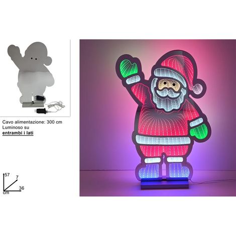 Decorazione Natalizia Luminarie Babbo Natale Luminoso in 3D 57 cm