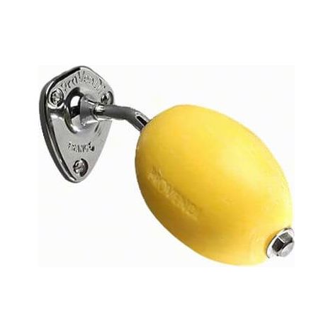 Savon rotatif citron jaune avec porte-savon mural en laiton chromé – Dimensions 10,6x6,5x7,6 cm – Économique et naturel – Provendi