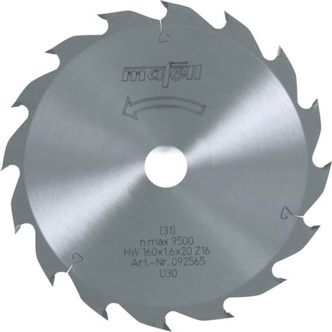 mafell Lame de scie HM 160 x 1,1/1,6 x 20 mm 16 dents FZ/FA pour usage universel dans le bois Battery ideal - 092565