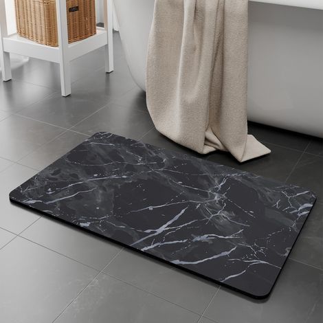 LAN Revêtement mural en terre de diatomées, motif marbre bleu, 50 x 80 cm Tapis de sol en terre de diatomées à motif marbre pour salle de bain, toilettes et salle d'eau. Antidérapant et facile à netto (1/4)
