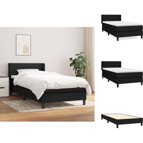 Betten & Bettgestelle - Living Boxspringbett mit Matratze Schwarz 90x190 cm Stoff (1/5)
