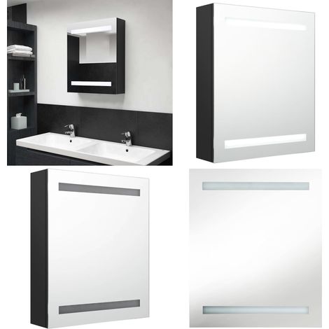 LED-Bad-Spiegelschrank Schwarz 50x14x60 cm - LED-Spiegelschrank - Badezimmerspiegel - Kosmetikspiegel - Wandregal - Aufbewahrungsschrank - Home & Living (1/5)